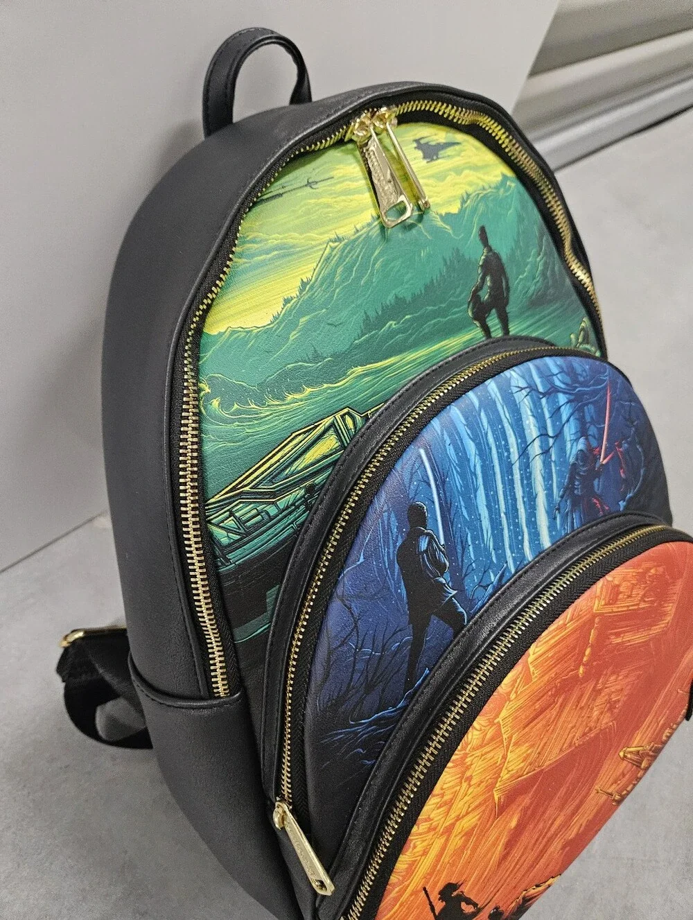 Loungefly Star Wars Multicolor Scenic Panel Men's Backpack - Green, Blue, Orange